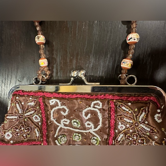 Petite jeweled sequin fabric evening beaded handled handbag. New - Picture 11 of 16